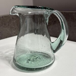 Vintage Hand Blown Glass Pitcher - with visible bubbles in glass.